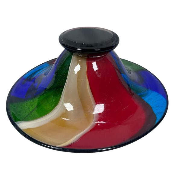 Millefiori Murano Hand Blown Italian Art Glass Large Centerpiece Bowl Rainbow - Picture 7 of 11